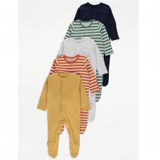 GX466: Baby 5 Pack Cotton Sleepsuits (3-6 Months)